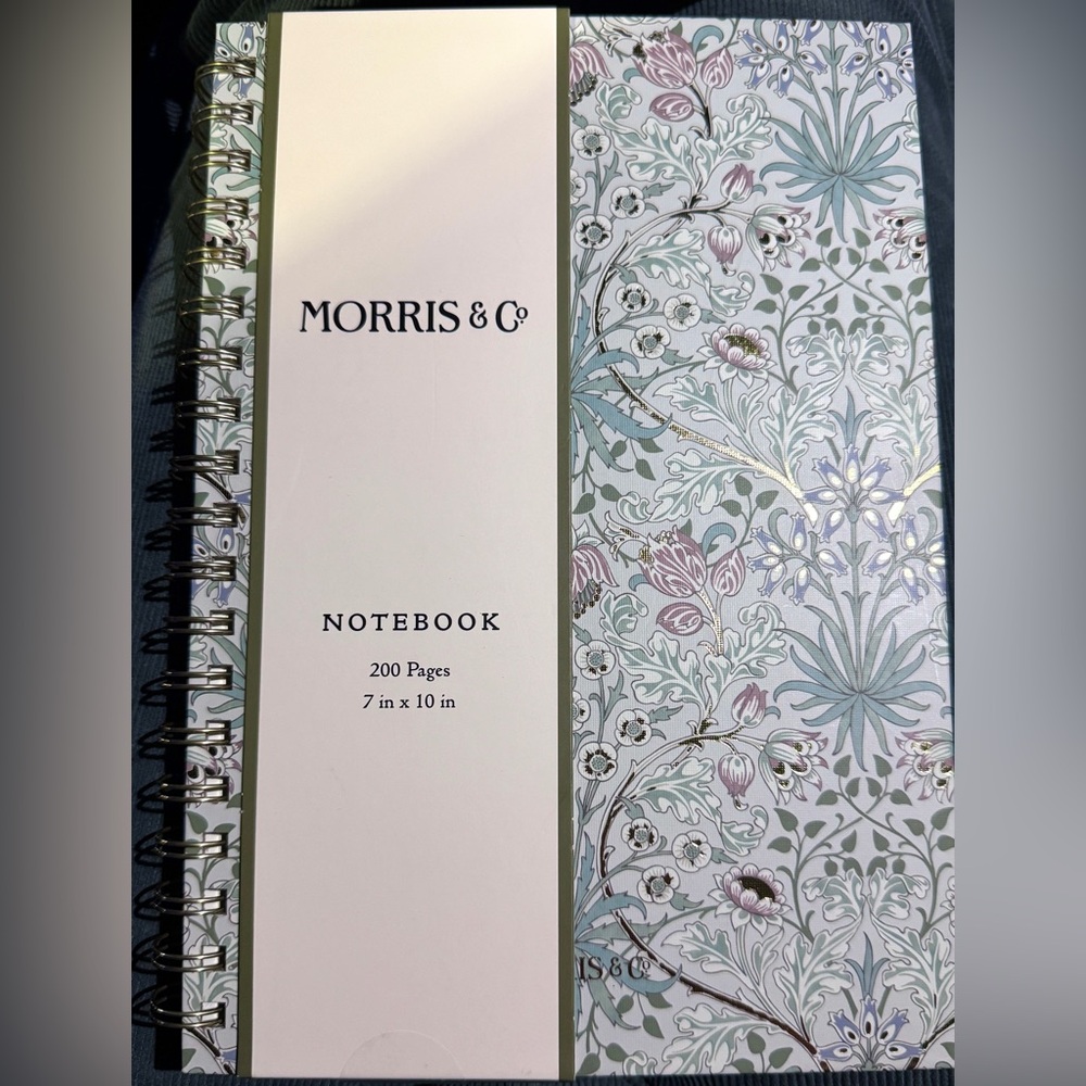 Morris & Co Gold Foil Detailed Floral Spiral Notebook Journal 7” x 10” 200 pages